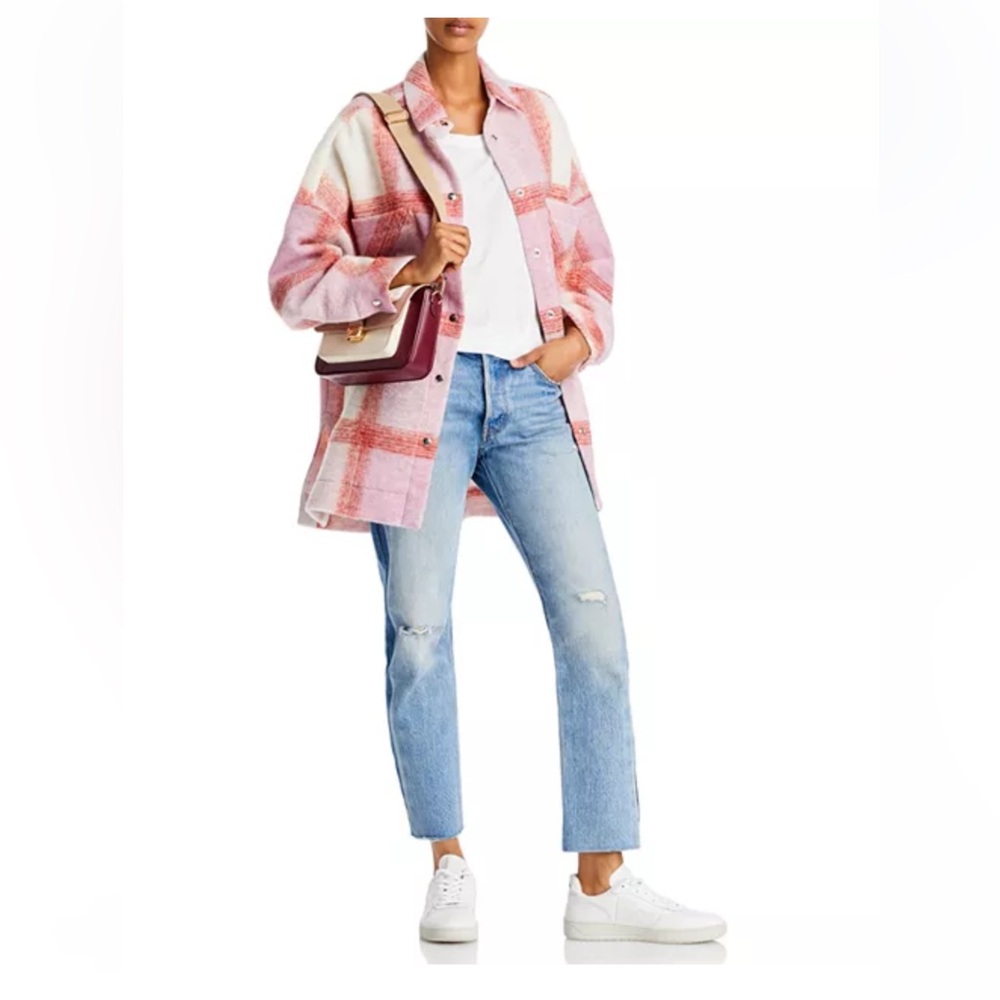 IRO - Lemina Plaid Shirt Jacket - Pink, White, Red - size Small - NWT